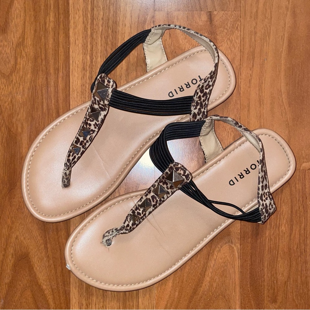 Torrid Black and Tan Animal Print Sandals